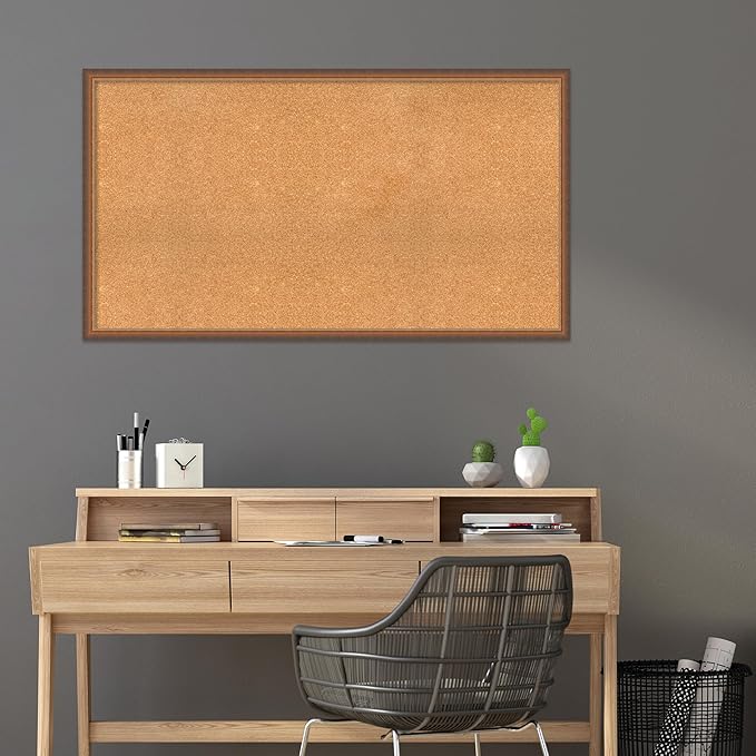 Amanti Art Natural Cork Board for Wall, 30x54 Vision Board with Bronze Frame, Oversize Corkboard Office Decor for Home Organization, Modern Corkboard Pinboard to Display Items for Home Organization