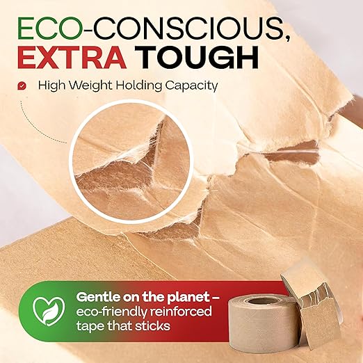 IDL Packaging 2.83" x 450 feet Reinforced Water-Activated Kraft Gummed Tape 30lb Thickness (Pack of 2) - Secure Paper Packing Tape for Secure Carton Sealing - Heavy-Duty for All Conditions, Brown