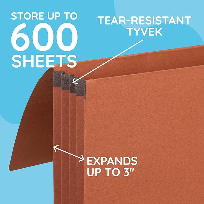 Blue Summit Accordion File Wallet with Flap and Cord Closure, Letter Size, 3.5” Expansion – 10 PackExpanding Accordion File Wallet, Letter Size, 3.5” Expansion, 10 File Wallets