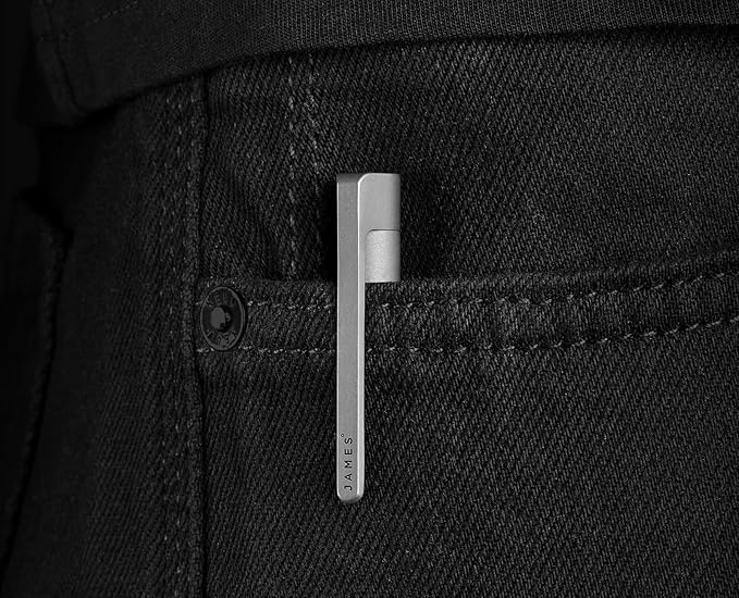JAMES° Bolen EDC Twist-Retractable Pen, Slim Machined Stainless Steel Barrel Designed for Daily Carry, Black