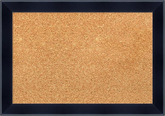 Amanti Art Natural Cork Board for Wall, 14x20 Vision Board with Black Wood Frame, Small Corkboard Office Decor for Home Organization, Modern Corkboard Pinboard to Display Items for Home Organization