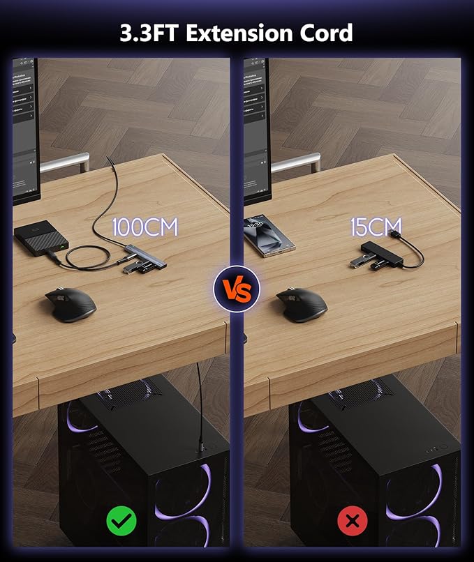 Aceele USB C Hub 10Gbps, 4 Ports USB 3.2 HUB with 2 USB-C 3.2 and 2 USB-A 3.2 Ports, 3.3ft USB Port Extender Splitter, USB C to USB A Hub Multiport Adapter for Laptop, MacBook Pro Air, iPad, iMac