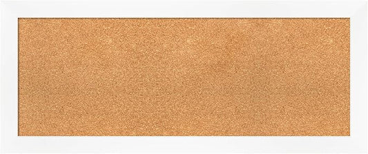Amanti Art Natural Cork Board for Wall, 17x41 Vision Board with White Frame, Medium Corkboard Office Decor for Home Organization, Modern Corkboard Pinboard to Display Items for Home Organization in