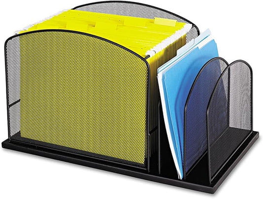 Safco 3259BL Onyx Mesh Hanging File with 2 Vertical Sections, Black