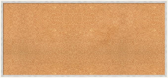 Amanti Art Natural Cork Board for Wall, 21x45 Vision Board with White Frame, Oversize Corkboard Office Decor for Home Organization, Modern Corkboard Pinboard to Display Items for Home Organization in