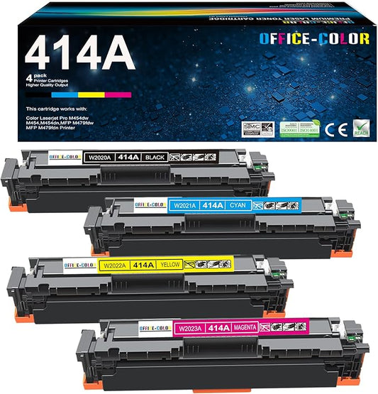 414A Toner Cartridges 4 Pack Replacement for HP Color Laserjet Pro MFP M479fdw MFP M479fdn, Enterprise MFP M454dw M454dn M480f M479 M454 Printer Ink (Black,Cyan,Magenta,Yellow)