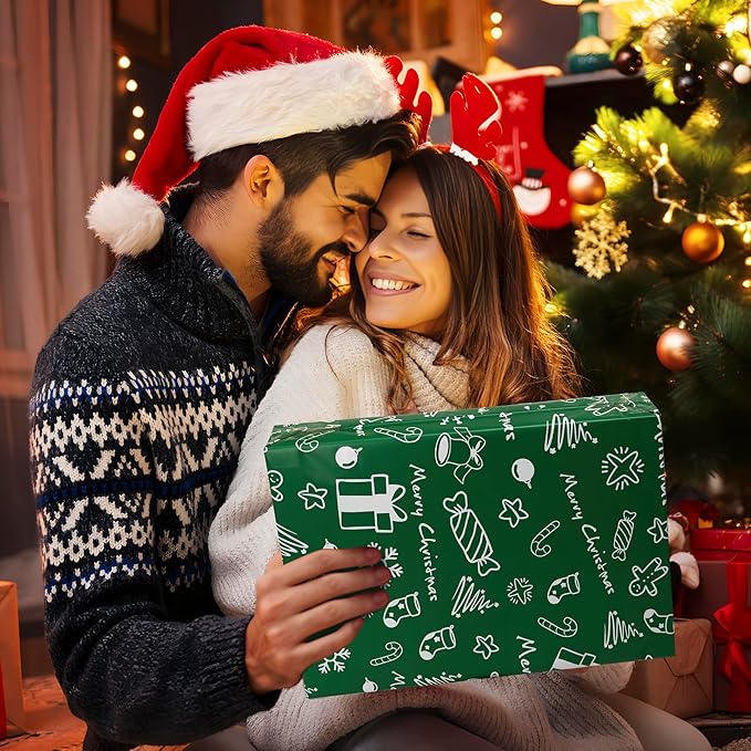 Christmas Poly Mailer 10x13 Inch 100 Pcs, Waterproof Shipping Bags for Clothing, Tear-Resistant Mailier Bags, Strong Mailing Bags with Self-Seal - Green Merry Christmas