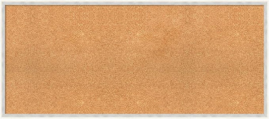 Amanti Art Natural Cork Board for Wall, 19x43 Vision Board with White Frame, Oversize Corkboard Office Decor for Home Organization, Modern Corkboard Pinboard to Display Items for Home Organization in