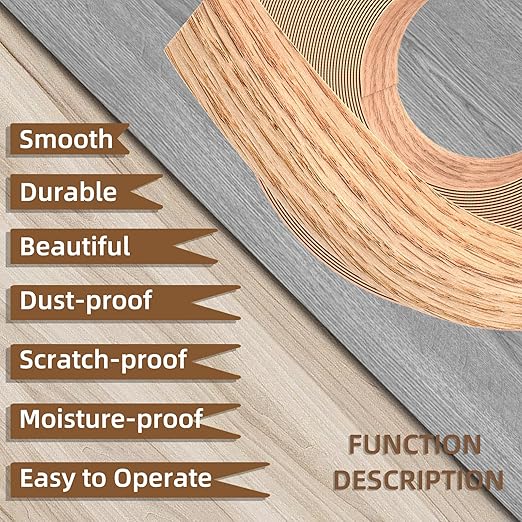 GSCIT Club Red Oak Edge Banding, 7/8 inch x 500ft roll of Veneer Edge Banding Pre-glued Flexible, Wood Tape Banding for Cabinet Repair Furniture