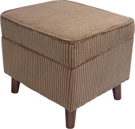 Storage Ottoman with Adjustable Lid, Soft Step Stool, Footrest and Seat, Ottoman Foot Rest for Living Room, Bedroom, Dorm, Brown