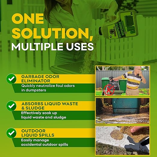 BEEST Dumpster Defender - 3lbs Outdoor Trash Can Deodorizer & Liquid Waste Absorber (Made in USA) Biodegradable Trash Can Odor Eliminator - Powerful Garbage Deodorizer for Always-Fresh Bins - 14 Cups