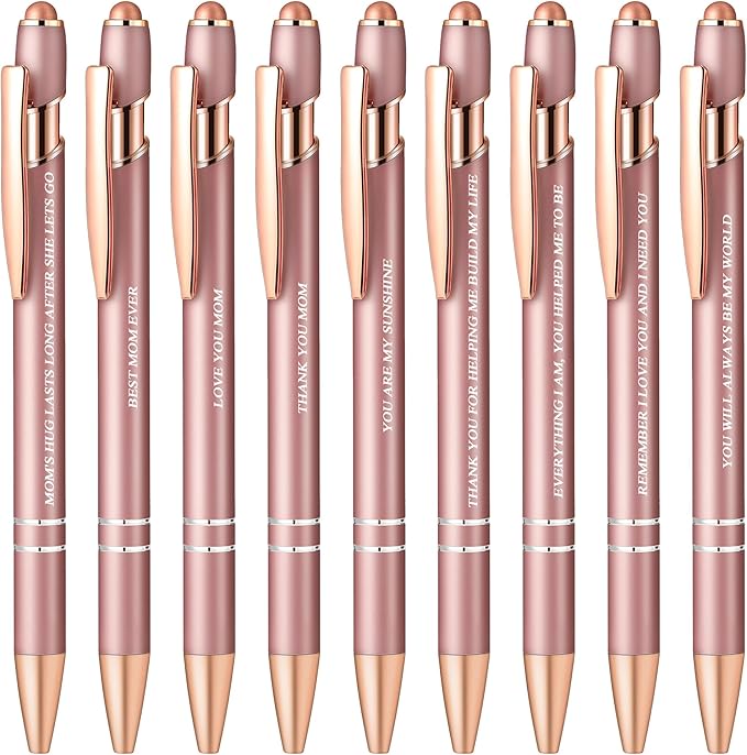 Aozora Best Mom Ever Gifts 9 Pack Fancy Pens with Stylus Tips Presents for Mom from Daughter or Son, Mothers Day Pens Happy Birthday Gifts for Moms