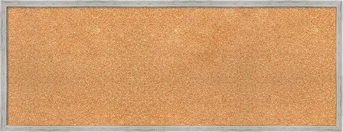 Amanti Art Natural Cork Board for Wall, 15x39 Vision Board with White Frame, Medium Corkboard Office Decor for Home Organization, Cottage Corkboard Pinboard to Display Items for Home Organization in