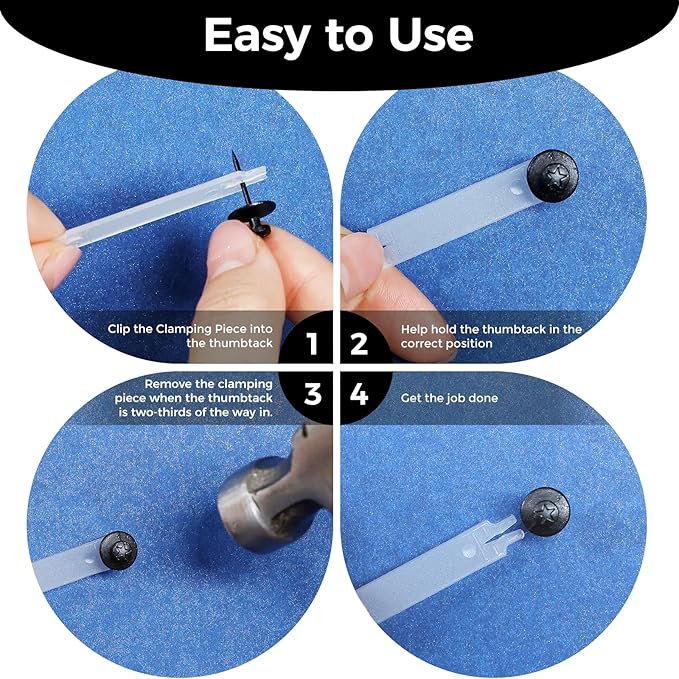 50 PCS Thumb Tacks for Wall Picture Hangers, Double Headed Picture Hanging Nails Kit, Push Pins Wall Hooks, Renter Friendly Decor Thumbtacks for Tapestry Frame Art Photos(Black &Gold)