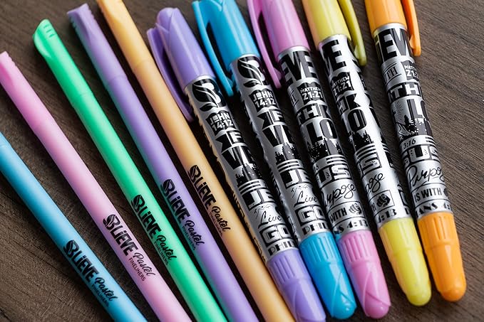 BLIEVE Aesthetic Highlighters and Gel Pens And Soft Tip, No Bleed Dry Fast Easy to Hold, for Bible Journaling Planner Notes School Office Supplies (Pastel, 10 Pack)