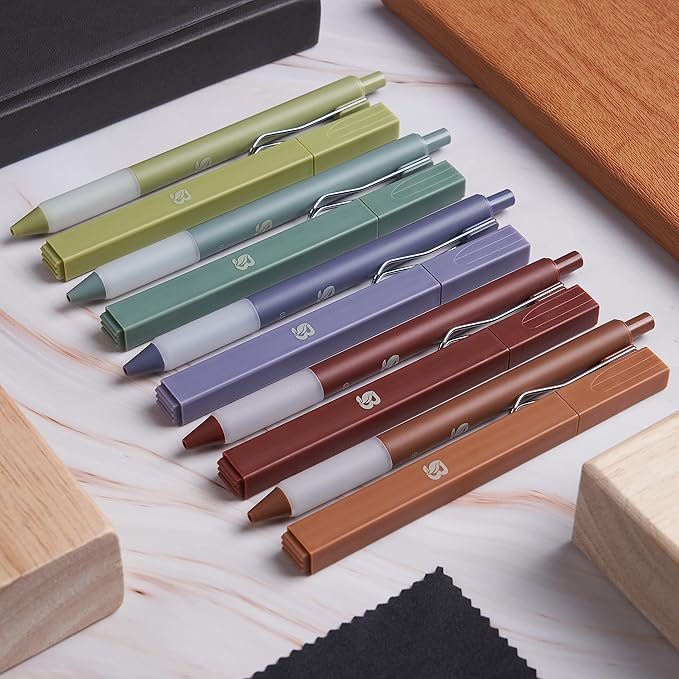 BLIEVE Aesthetic Highlighters and Gel Pens And Soft Tip, No Bleed Dry Fast Easy to Hold, for Bible Journaling Planner Notes School Office Supplies (Earthy)