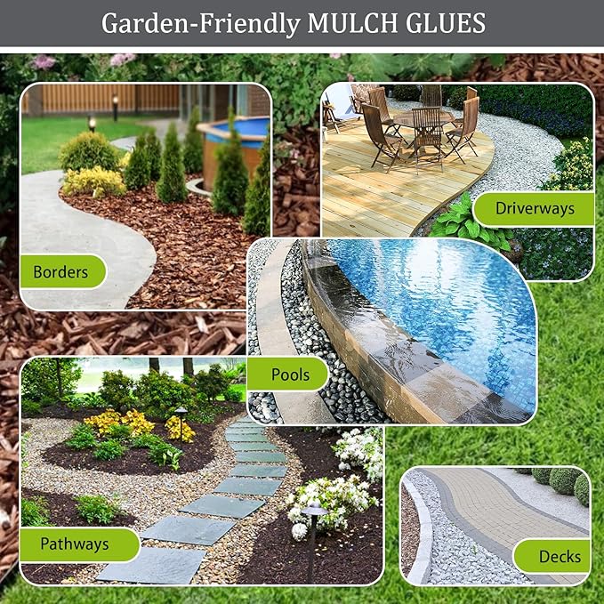 Rock Glue for Landscaping, Easy Hold Mulch Glue for Landscaping, Lockdown Sticky Rock Glues Landscape Stone Glues Strong Mulch Binder, Fast Drying Concentrate Gravel Binder - 64oz