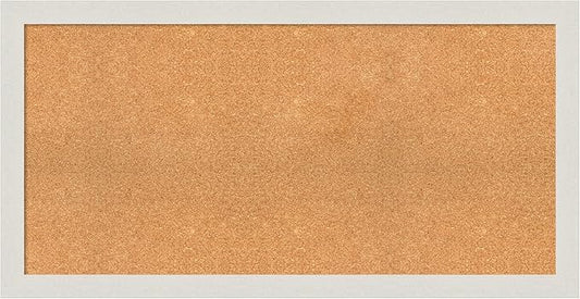 Amanti Art Natural Cork Board for Wall, 25x49 Vision Board with White Frame, Oversize Corkboard Office Decor for Home Organization, Country Rustic Corkboard Pinboard to Display Items for Home