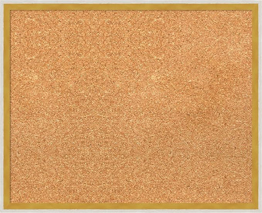 Amanti Art Natural Cork Board for Wall, 17x21 Vision Board with White Frame, Small Corkboard Office Decor for Home Organization, Modern Corkboard Pinboard to Display Items for Home Organization in