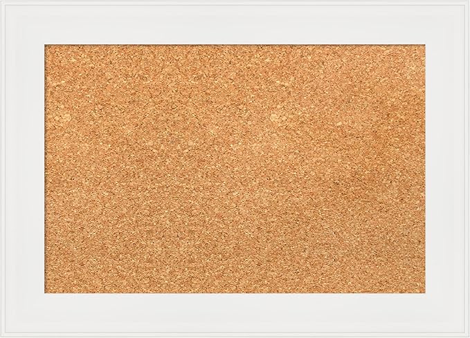 Amanti Art Natural Cork Board for Wall, 15x21 Vision Board with White Frame, Small Corkboard Office Decor for Home Organization, Casual Corkboard Pinboard to Display Items for Home Organization in