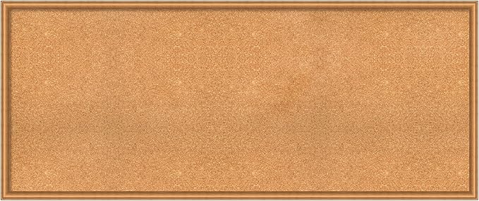 Amanti Art Natural Cork Board for Wall, 26x62 Vision Board with Bronze Frame, Oversize Corkboard Office Decor for Home Organization, Casual Corkboard Pinboard to Display Items for Home Organization