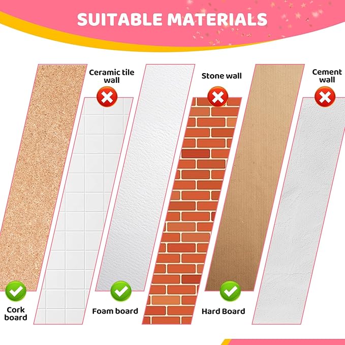 240Pcs Pink Thumb Tacks,5 Style Cute Push Pins, Decorative Push Pins for Bulletin Boards, Cork Board, Pink Office Supplies, Office Decor