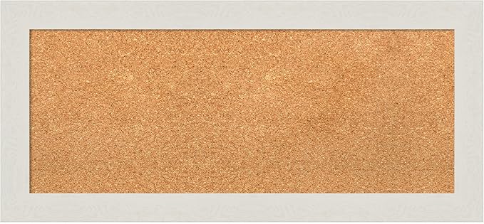Amanti Art Natural Cork Board for Wall, 15x33 Vision Board with White Frame, Medium Corkboard Office Decor for Home Organization, Country Rustic Corkboard Pinboard to Display Items for Home