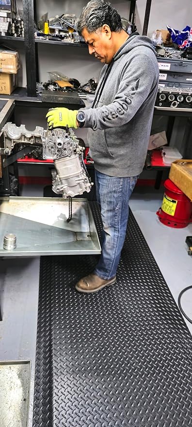 Rhino Mats, American Classic Diamond Anti-Fatigue Mats, Industrial Ergonomic Comfort Standing Mat for Work, Home, Garage, Office, Kitchen or Anywhere (Black 1" Thick, 3 FT. x 16 FT.)