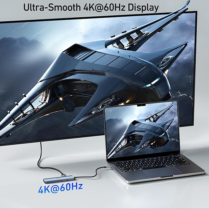 BENFEI USB C HUB 6-in-1 with HDMI(4K@60Hz), 100W Power Delivery, 10Gbps 2*USB-A and 2*USB-C, Silicone Cable, Aluminum Case Compatible with iPhone 15 Pro/Max, MacBook, iPad Pro, iMac, S23, XPS17