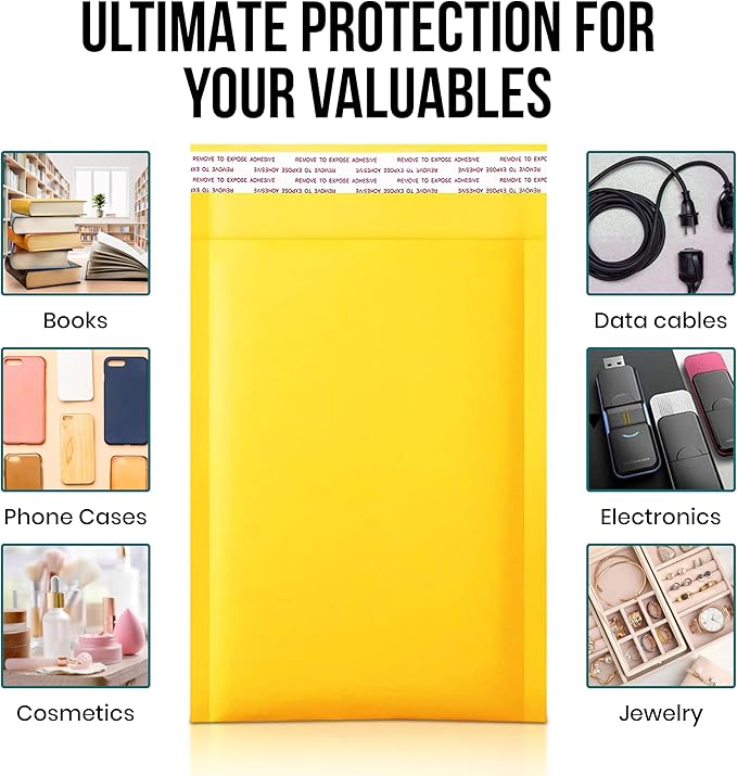 Levex - #00 5" x 10 [100 Pack) Kraft Bubble Mailers, Padded Envelope Mailers, Packing Envelope & Mailing Bags for Shipping