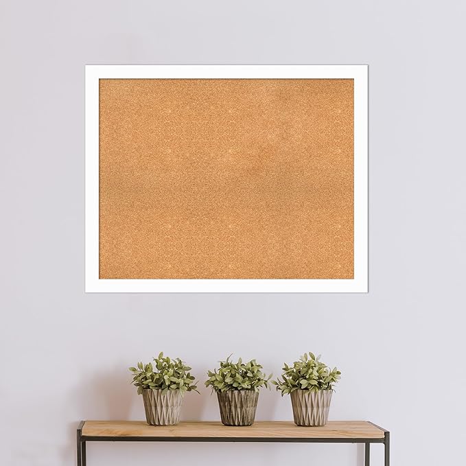 Amanti Art Natural Cork Board for Wall, 33x41 Vision Board with White Frame, X-Large Corkboard Office Decor for Home Organization, Casual Corkboard Pinboard to Display Items for Home Organization in