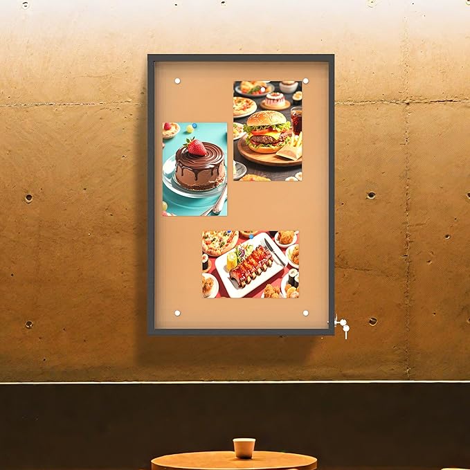 36 x 24 in Waterproof Outdoor Bulletin Board Lockable Wall-Mounted with Cork Backing, Ideal for Schools, Offices, and Restaurants