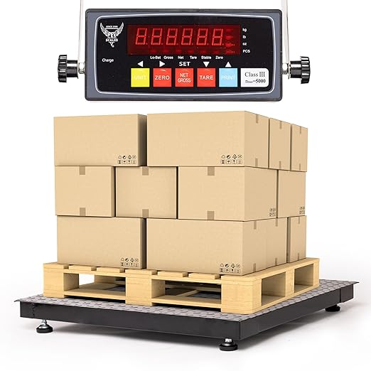 48"x48" Industrial Floor Scale, Heavy-Duty Warehouse Scale with Digital Indicator, Accurate Pallet Scale for Postal Luggage Shipping Mailing Weighing