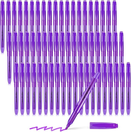Fuutreo 60 Pack Pastel Highlighters Bulk Bright Color Highlighter Marker Chisel Tip Dry Quickly Safe Highlighter Pens Fluorescent Ink for Adults Home School Office(Purple)