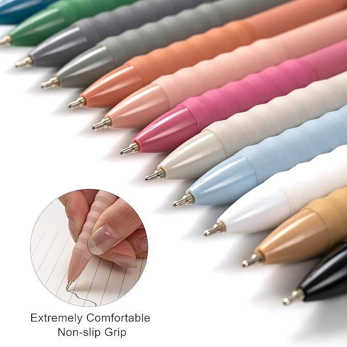 Ballpoint Pens Black Ink Ball Point Pen with Super Soft Grip Medium Point 1.0mm Office Pens (Silver 12-count)