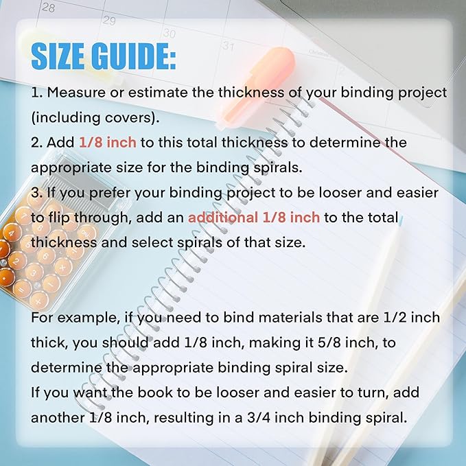 TOTiyea 50 Pack Plastic Spiral Binding Coils,20mm(3/4 ") Binding Spirals,170 Sheet Capacity,4:1 Pitch, Black