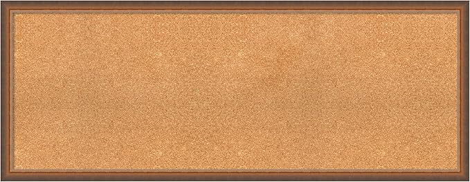 Amanti Art Natural Cork Board for Wall, 20x52 Vision Board with Bronze Frame, Oversize Corkboard Office Decor for Home Organization, Modern Corkboard Pinboard to Display Items for Home Organization
