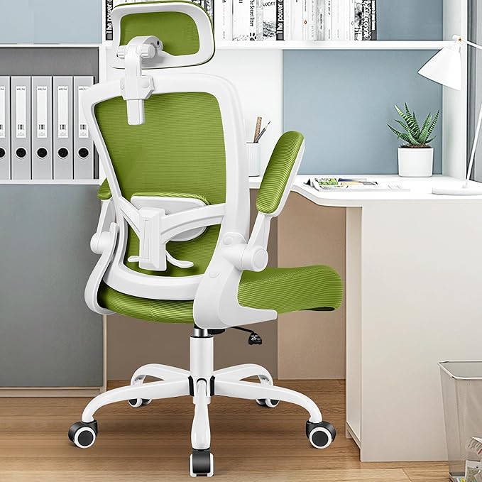 FelixKing Ergonomic Office Chair, Adjustable Lumbar Support, Swivel Chair with HighBack and Armrest, Adjustable Height Gaming Chair, Avocado Green