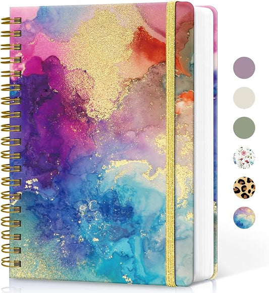 Lined Spiral Notebook Journal for Work, 300 Pages Thick B5 (7.1"x10") College Ruled Journal for Women & Writing, Hardcover Notebook for Note Taking, Perfect for Office Home School, Color Splash