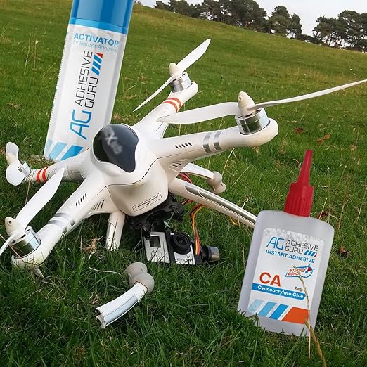 Adhesive Guru Super Glue (4x0.9 oz) for Plastic, Metal, Leather, Ceramic - Fast Adhesive for Woodworking, Hobby Models, Carpentry - 4 Pack