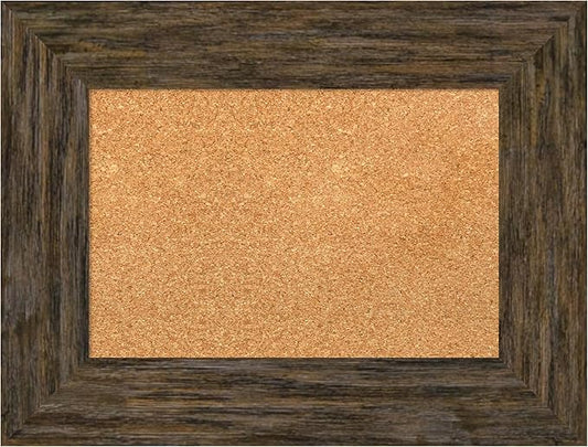 Amanti Art Natural Cork Board for Wall, 19x25 Vision Board with Brown Wood Frame, Small Corkboard Office Decor for Home Organization, Country Rustic Corkboard Pinboard to Display Items for Home