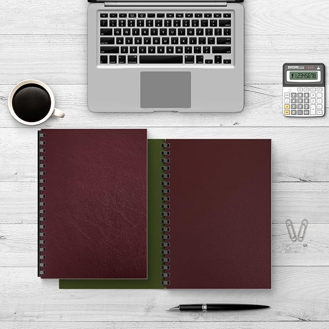Binditek 50 Pack 16 Mil Leather Textured Polycovers - Binding Presentation Covers for Business Reports and Proposals, 8-1/2 x 11", Maroon, Office Supplies