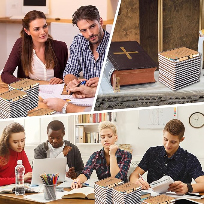 20 Sets Christian Gifts Bulk Prayer Journal Christian Spiral Notebooks with Bible Ballpoint Pens Religious Small Notepad Inspirational Church Gift for Women Men Sunday School Family Bible Study Groups