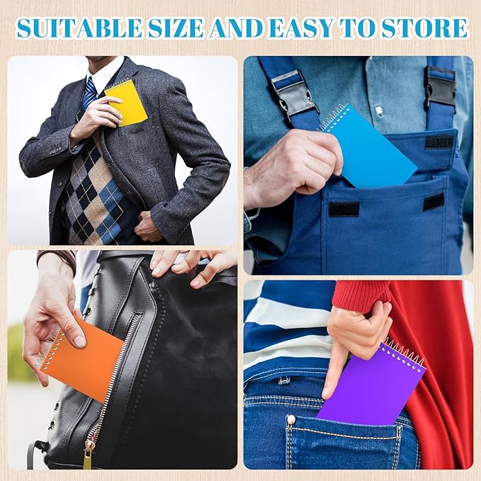 36 Pcs Small Pocket Notebooks 3 x 5 Inch Mini Memo Spiral Notepads Top Bound College Ruled Lined Note Pads for Back School Office Journaling Noting, 75 Sheets/Pad (Bright Color)