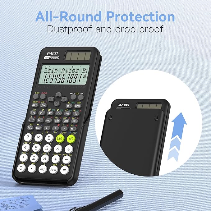 Scientific Calculator for Students, 991 MS Science Calculator for Middle and High School Supplies Calculator with Cover (Black)