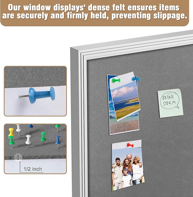 70"x34" Enclosed Bulletin Board, Outdoor Lockable Weather-Resistant Aluminum Cork Noticeboard for School & Office, Silver Frame w/Grey Flet