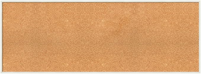 Amanti Art Natural Cork Board for Wall, 19x51 Vision Board with White Frame, Oversize Corkboard Office Decor for Home Organization, Modern Corkboard Pinboard to Display Items for Home Organization in