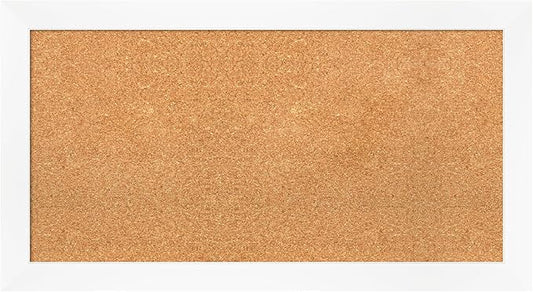 Amanti Art Natural Cork Board for Wall, 19x35 Vision Board with White Frame, Medium Corkboard Office Decor for Home Organization, Modern Corkboard Pinboard to Display Items for Home Organization in
