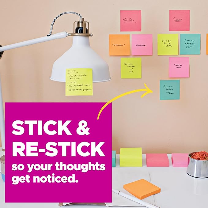 Post-it Super Sticky Notes, Limited Edition Color Collection, 3x3 in, 15 Pads/Pack, 45 Sheets/Pad