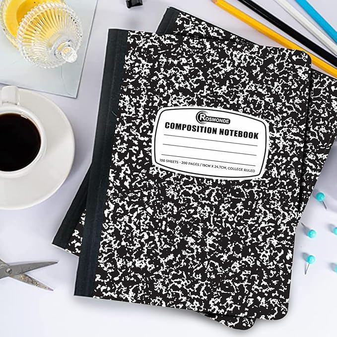 5000 Pack (Pallet) Composition Notebooks Bulk, College Ruled, 200 Pages (100 Sheets), 9-3/4 x 7-1/2, Bulk Supplies for School Districts, Black Marble Notebook, 4-7 Days Transit